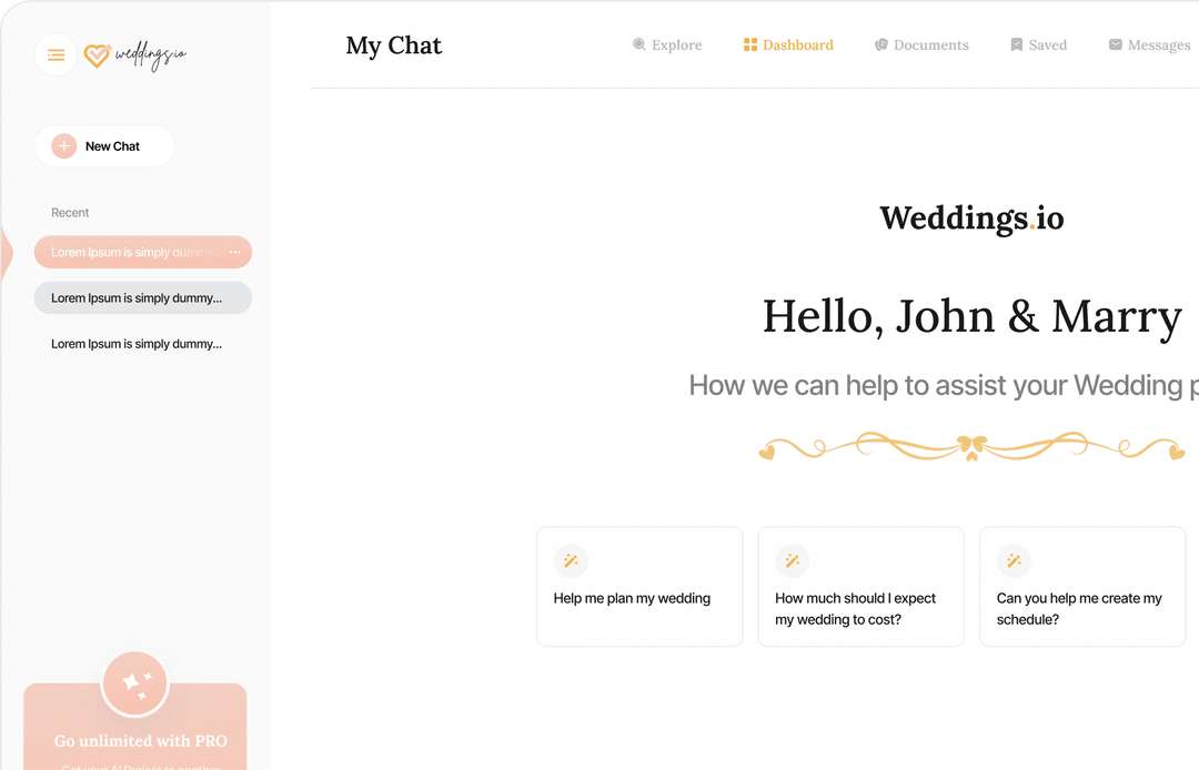 AI Wedding Planner Chat UI