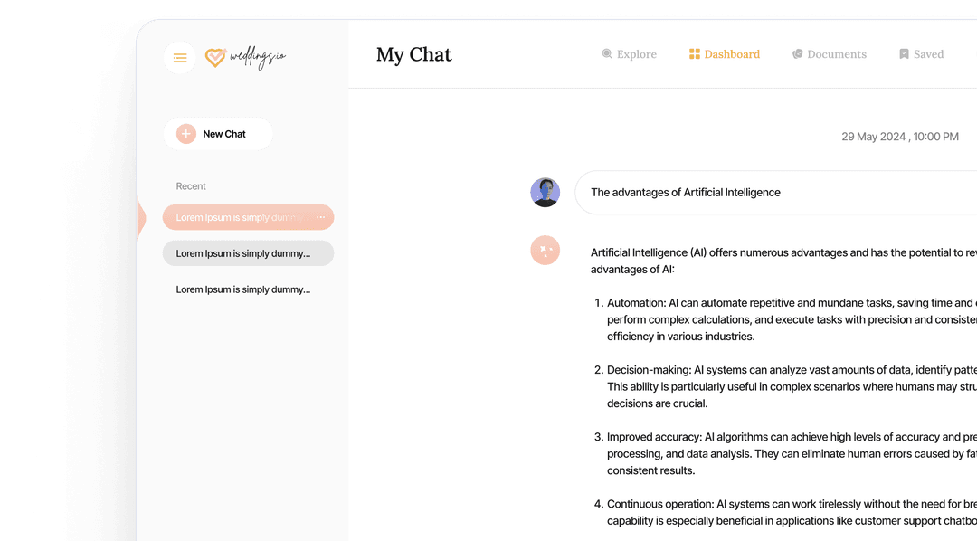 AI Wedding Planner Chat UI